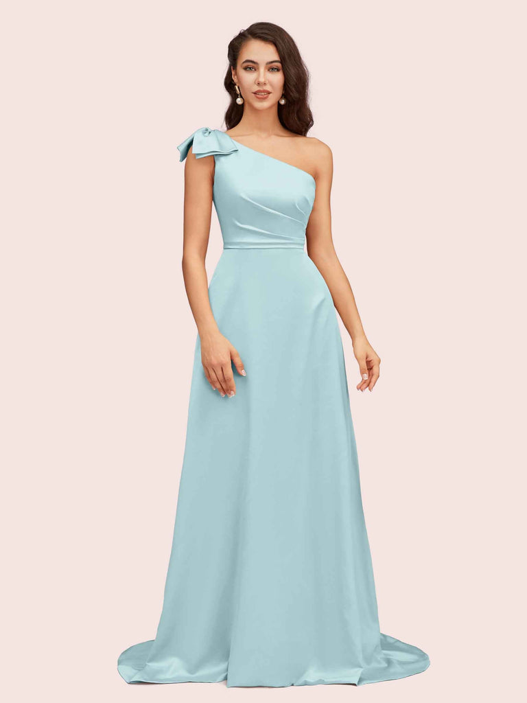 Cetims Elegant One Shoulder Long Soft Satin Bridesmaid Dress Ideal for Weddings & Special Events Mist Cetims Elegant One Shoulder Long Soft Satin Bridesmaid Dress Ideal for Weddings & Special Events Mist