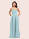 Simple Spaghetti Straps Long Soft Satin Bridesmaid Dresses