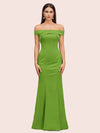 Sexy Off Shoulder Sleeveless Mermaid Long Soft Satin Party Prom Dresses