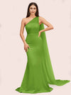 Unique Mermaid One Shoulder Long Soft Satin Formal Prom Dresses Online