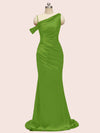 Sexy Mermaid Spaghetti Straps Long Soft Satin Bridesmaid Dresses With Slit