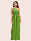 Elegant One Shoulder A-Line Long Soft Satin Bridesmaid Dresses Online