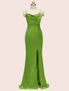 Sexy Criss Cross Spaghetti Straps Mermaid Long Satin Prom Dresses With Slit