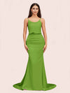 Sexy Backless Mermaid Spaghetti Straps Long Soft Satin Bridesmaid Dresses Online