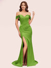 Sexy Off Shoulder Side Slit Long Soft Satin Mermaid Bridesmaid Dresses Online