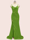 Elegant Spaghetti Straps Mermaid Long Soft Satin Bridesmaid Dresses Online