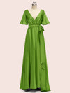 Elegant Bat Sleeves A-Line Long Soft Satin Party Prom Dresses Online