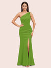 Sexy Mermaid One Shoulder Side Slit Soft Satin Bridesmaid Dresses Online