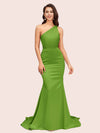 Elegant One Shoulder Mermaid Soft Satin Bridesmaid Dresses Online