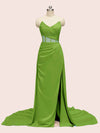 Elegant Mermaid Sweetheart Side Slit Long Soft Satin Formal Prom Dresses Online
