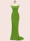 Elegant Spaghetti Straps Long Soft Satin Mermaid Evening Prom Dresses Online