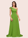 Elegant One Shoulder Long Soft Satin Bridesmaid Dresses Online