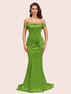Sexy Off Shoulder Mermaid Long Soft Satin Bridesmaid Dresses 2023