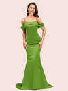 Sexy Mermaid Cold Shoulder Floor Length Long Soft Satin Bridesmaid Dresses Online