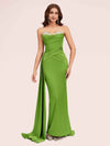 Sexy Sweetheart Long Silky Soft Satin Mermaid Graduation Prom Dresses