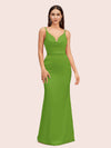 Sexy Spaghetti Straps V-Neck Open Back Soft Satin Mermaid Bridesmaid Dresses