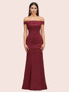 Sexy Off Shoulder Sleeveless Mermaid Long Soft Satin Bridesmaid Dresses