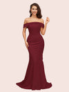 Sexy Mermaid Off Shoulder Long Soft Satin Formal Prom Dresses For Women