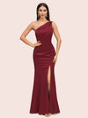 Sexy Mermaid One Shoulder Side Slit Soft Satin Bridesmaid Dresses Online