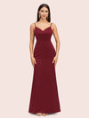 Sexy Mermaid Spaghetti Straps Long Soft Satin Bridesmaid Dresses Online