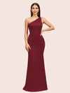 Sexy Mermaid One Shoulder Silky Satin Long Graduation Prom Dresses Online