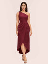 Elegant One Shoulder Mermaid Satin Short Bridesmaid Dresses Online