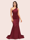 Sexy Backless One Shoulder Mermaid Soft Satin Party Prom Dresses Online