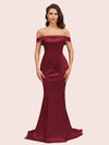 Sexy Off Shoulder Mermaid Long Soft Satin Bridesmaid Dresses 2023