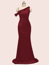 Sexy Mermaid Spaghetti Straps Long Soft Satin Bridesmaid Dresses With Slit