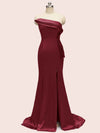 Elegant Strapless Side slit Mermaid One Shoulder Long Soft Satin Bridesmaid Dresses