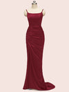 Sexy Backless Spaghetti Straps Long Soft Satin Mermaid Party Prom Dresses Online