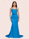 Sexy Backless Mermaid Spaghetti Straps Long Soft Satin Bridesmaid Dresses Online