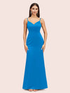 Sexy Mermaid Spaghetti Straps Long Soft Satin Evening Prom Dresses Online