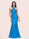 Sexy Backless Halter Sleeveless Long Mermaid Satin Bridesmaid Dresses Online