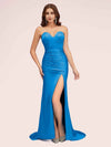 Sexy Mermaid Sweetheart Long Soft Satin Bridesmaid Dresses With Slit For Sale