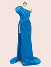 Elegant One Shoulder Side Slit Mermaid Soft Satin Bridesmaid Dresses Online