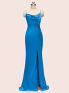Sexy Criss Cross Spaghetti Straps Mermaid Long Satin Prom Dresses With Slit