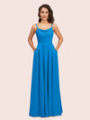 Simple Spaghetti Straps Long Soft Satin Bridesmaid Dresses