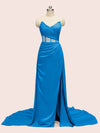 Elegant Mermaid Sweetheart Side Slit Long Soft Satin Formal Prom Dresses Online