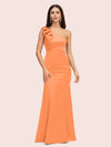 Elegant One Shoulder Mermaid Long Silky Satin Evening Prom Dresses Online