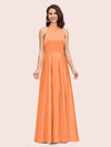 Elegant Halter A-line Long Satin Bridesmaid Dresses Online With Bow