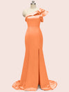 Elegant One Shoulder Mermaid Long Soft Satin Bridesmaid Dresses Online