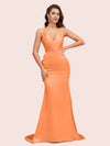 Sexy V-Neck Mermaid Long Soft Satin Bridesmaid Dresses Online