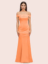 Sexy Off Shoulder Sleeveless Mermaid Long Soft Satin Party Prom Dresses