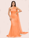 Unique Mermaid One Shoulder Long Soft Satin Formal Prom Dresses Online