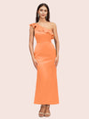 Elegant Mermaid One Shoulder Short Soft Satin Midi Party Prom Dresses Online