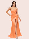 Simple Mermaid Sweetheart Side Slit Soft Satin Party Prom Dresses 2023