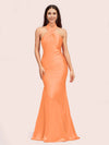 Sexy Backless Halter Sleeveless Long Mermaid Satin Bridesmaid Dresses Online