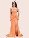 Sexy Mermaid One Shoulder Unique Side Slit Soft Satin Bridesmaid Dresses Online For Sale