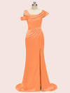 Sexy Side Slit Mermaid Long Soft Satin Bridesmaid Dresses Online